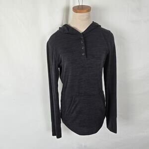 Prana Hoody Women's XS Charcoal Henley Neckline Kangaroo Pouch Long Sleeve